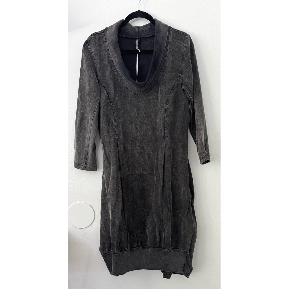 INIZIO Long Sleeve Cowl Neck Pocket‎ Dress Womens Large Gray Made Italy